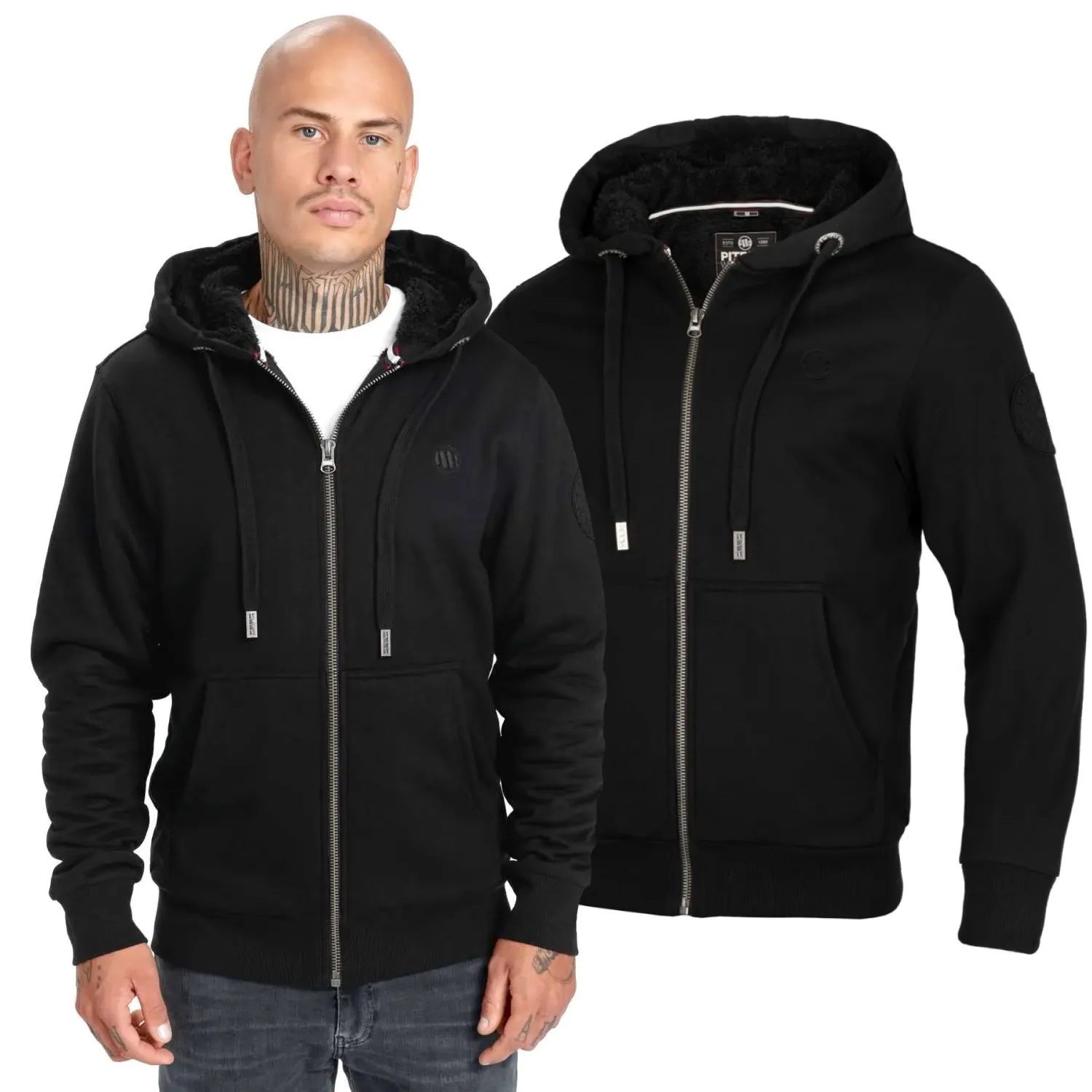 Bluza rozpinana z kapturem Pit Bull Sherpa Ruffin II '24 - Czarna M