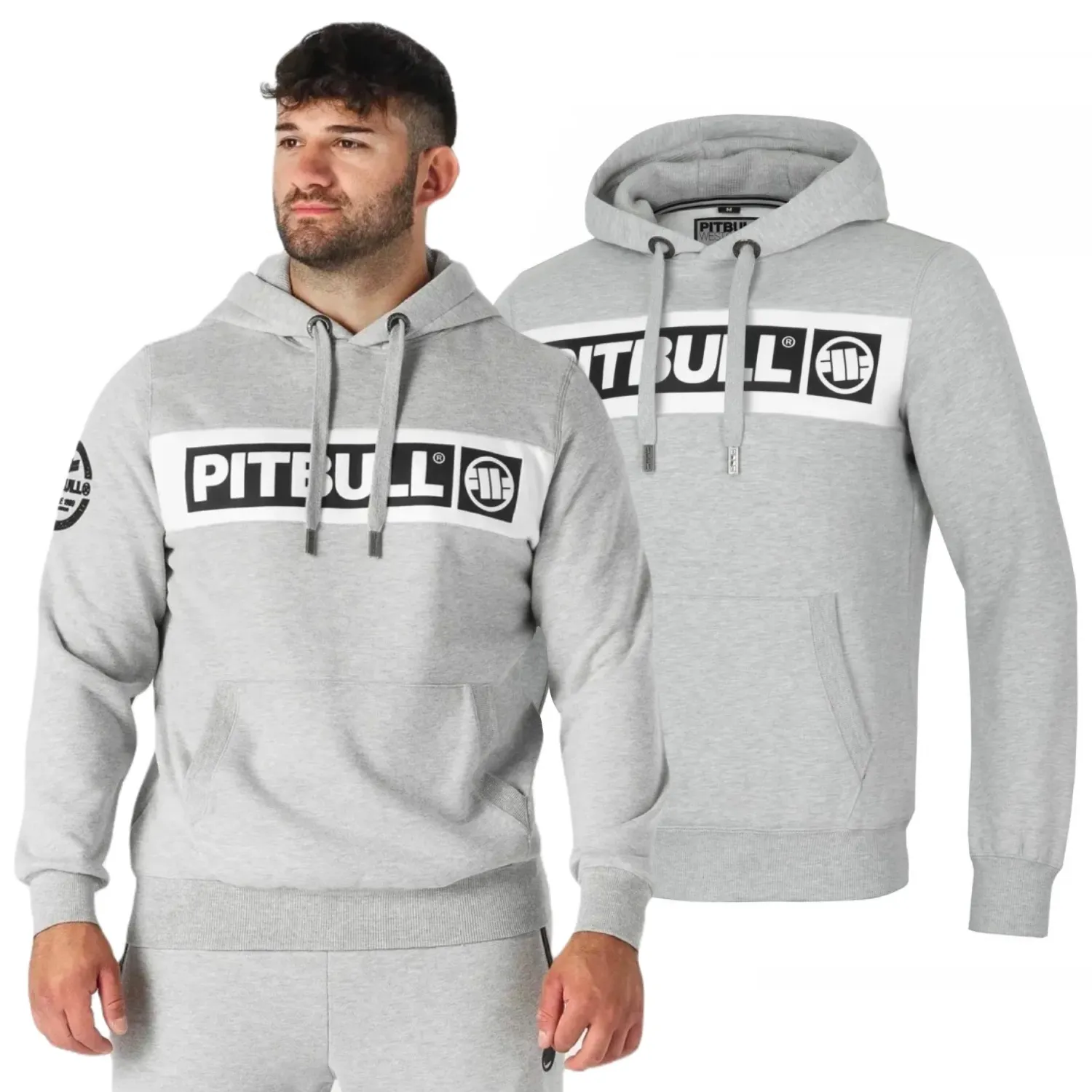 Bluza z kapturem Pit Bull New Brushed Fleece Group Sherwood '24 - Szara XXL