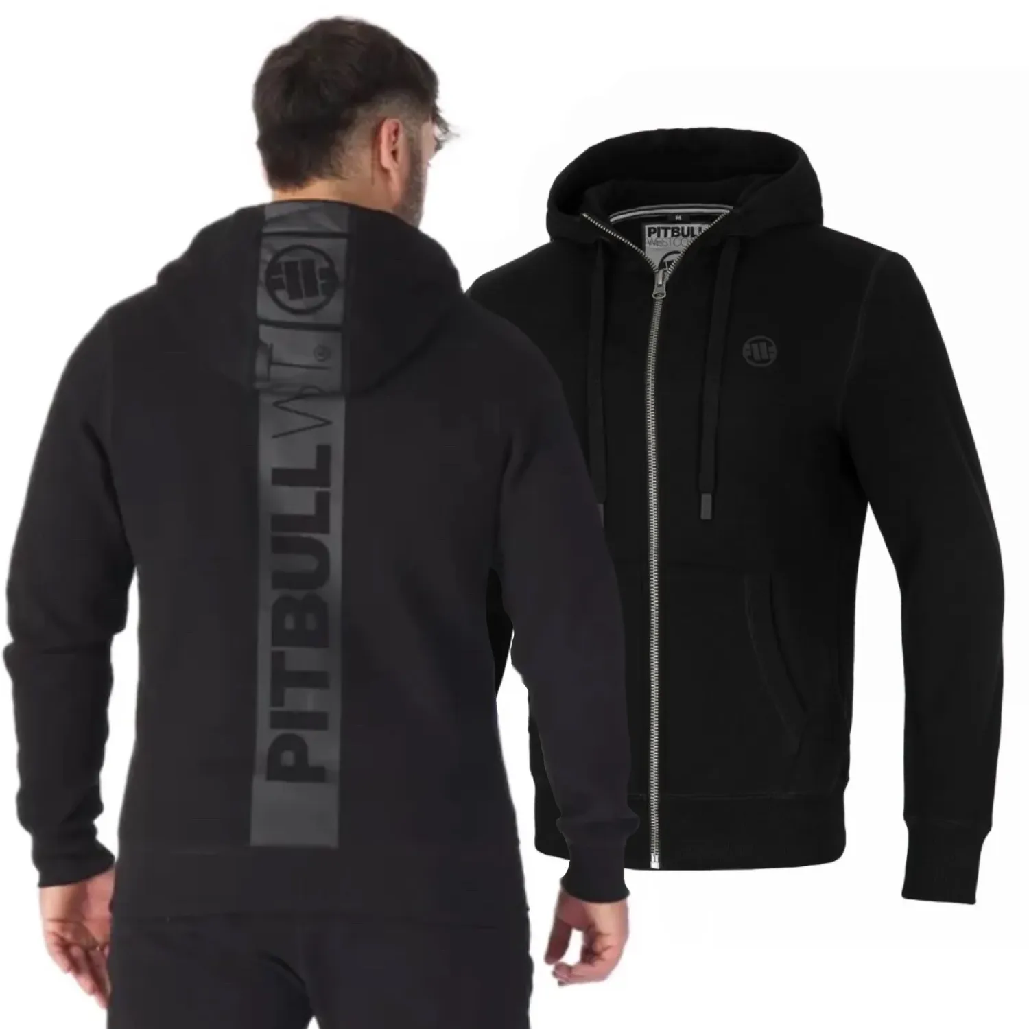 Bluza rozpinana z kapturem Pit Bull New Brushed Fleece Group Hilltop '24 - Czarna XL