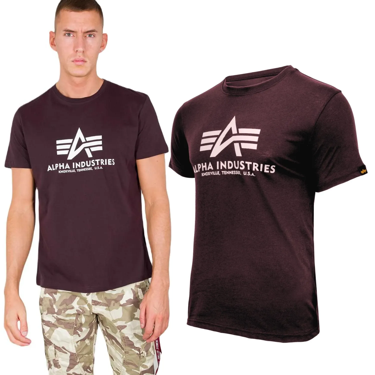 Koszulka Alpha Industries Basic 100501 21 - Bordowa XL