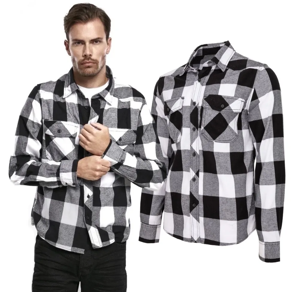 Koszula z długim rękawem BRANDIT Check Shirt Black-White 7XL