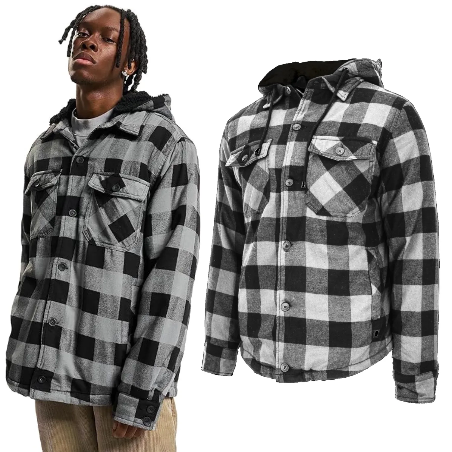 Kurtka Brandit Lumber Jacket Hooded Black/Charcoal XXL