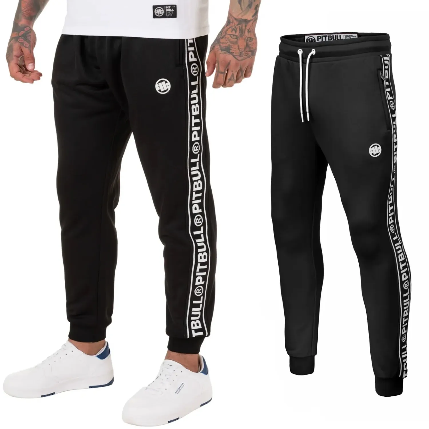 Spodnie dresowe Pit Bull Oldschool Polly-Terry Tape Logo '24 - Czarne XXL
