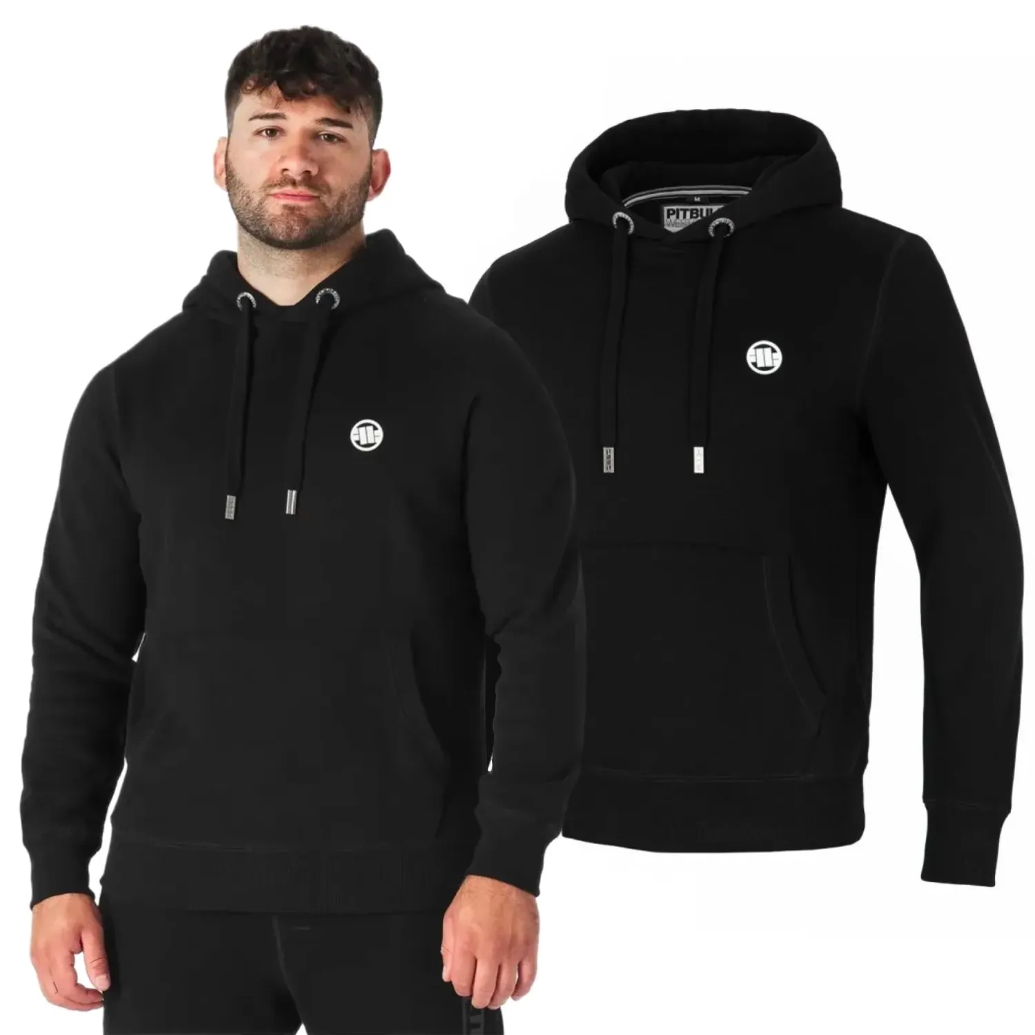 Bluza z kapturem Pit Bull New Brushed Fleece Group Small Logo '24 - Czarna L