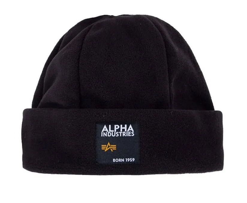 Czapka zimowa Alpha Industries Label Fleece 118937-03 - Czarna