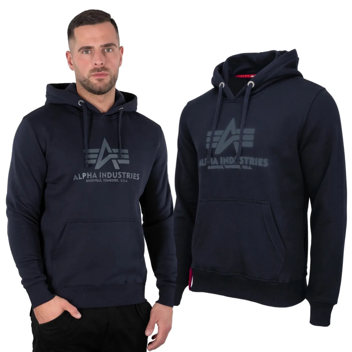 Bluza z kapturem Alpha Industries Basic 178312 07 - Granatowa XL