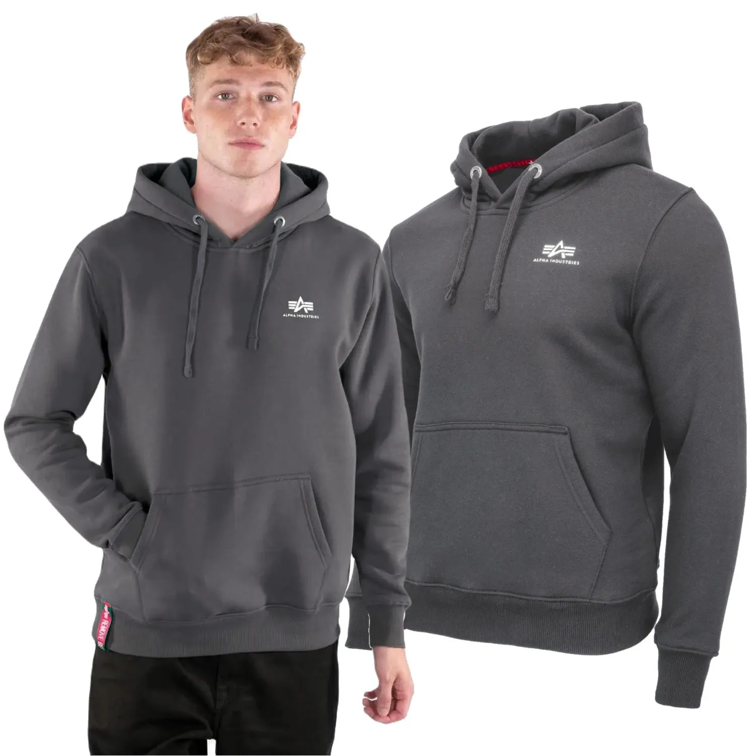 Bluza z kapturem Alpha Industries Small Logo Basic 196318 136 - Ciemnoszara XL