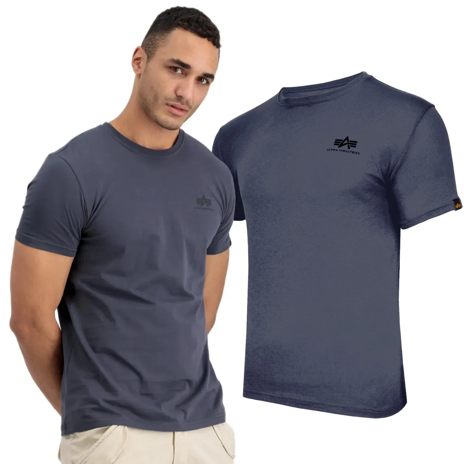 Koszulka Alpha Industries Backprint 128507 412 - Grafitowa 3XL