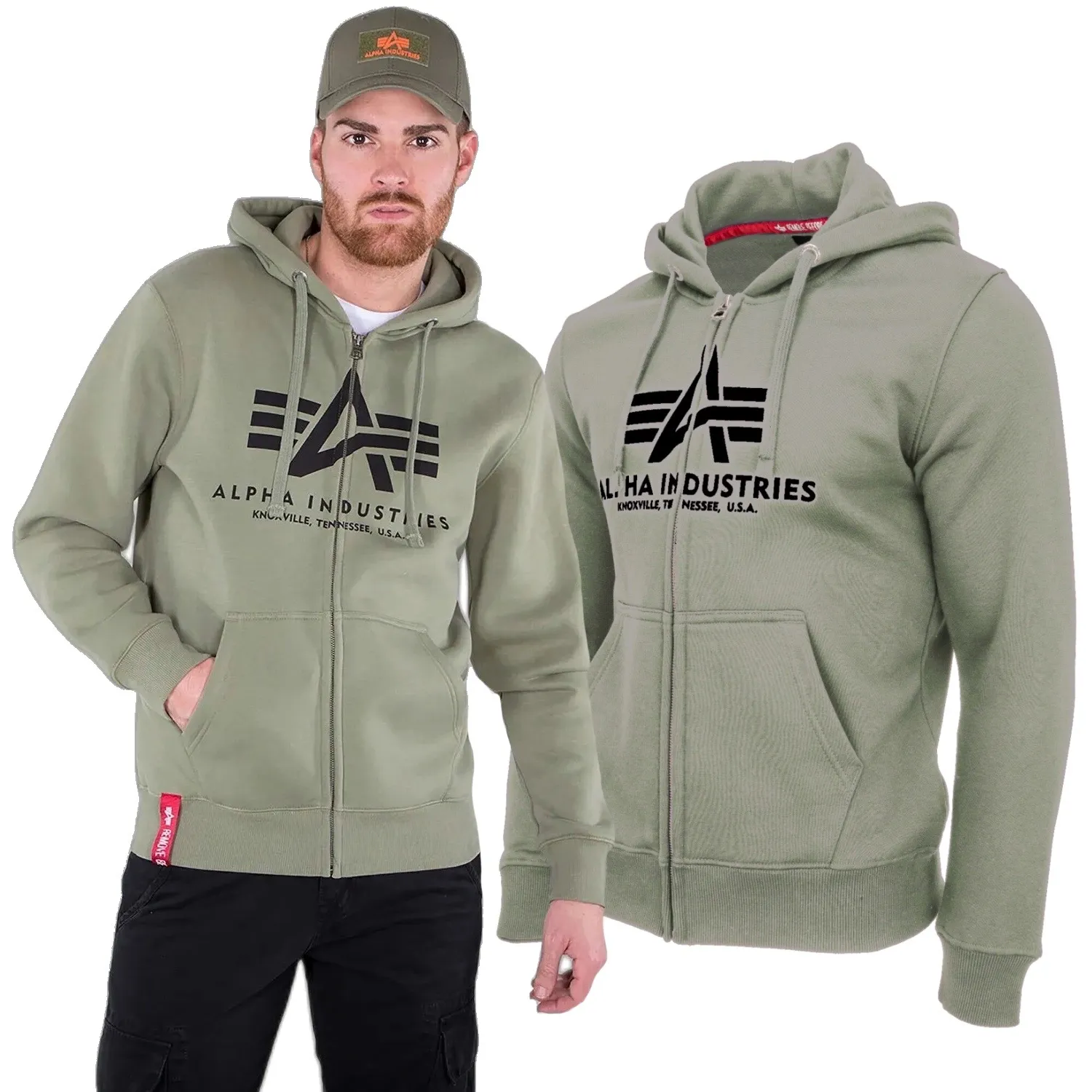 Bluza rozpinana z kapturem Alpha Industries Basic 178325 11 - Oliwkowa M