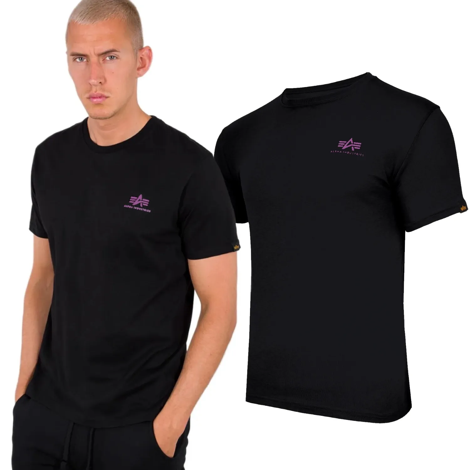 Koszulka Alpha Industries Backprint 128507 682 - Czarna M