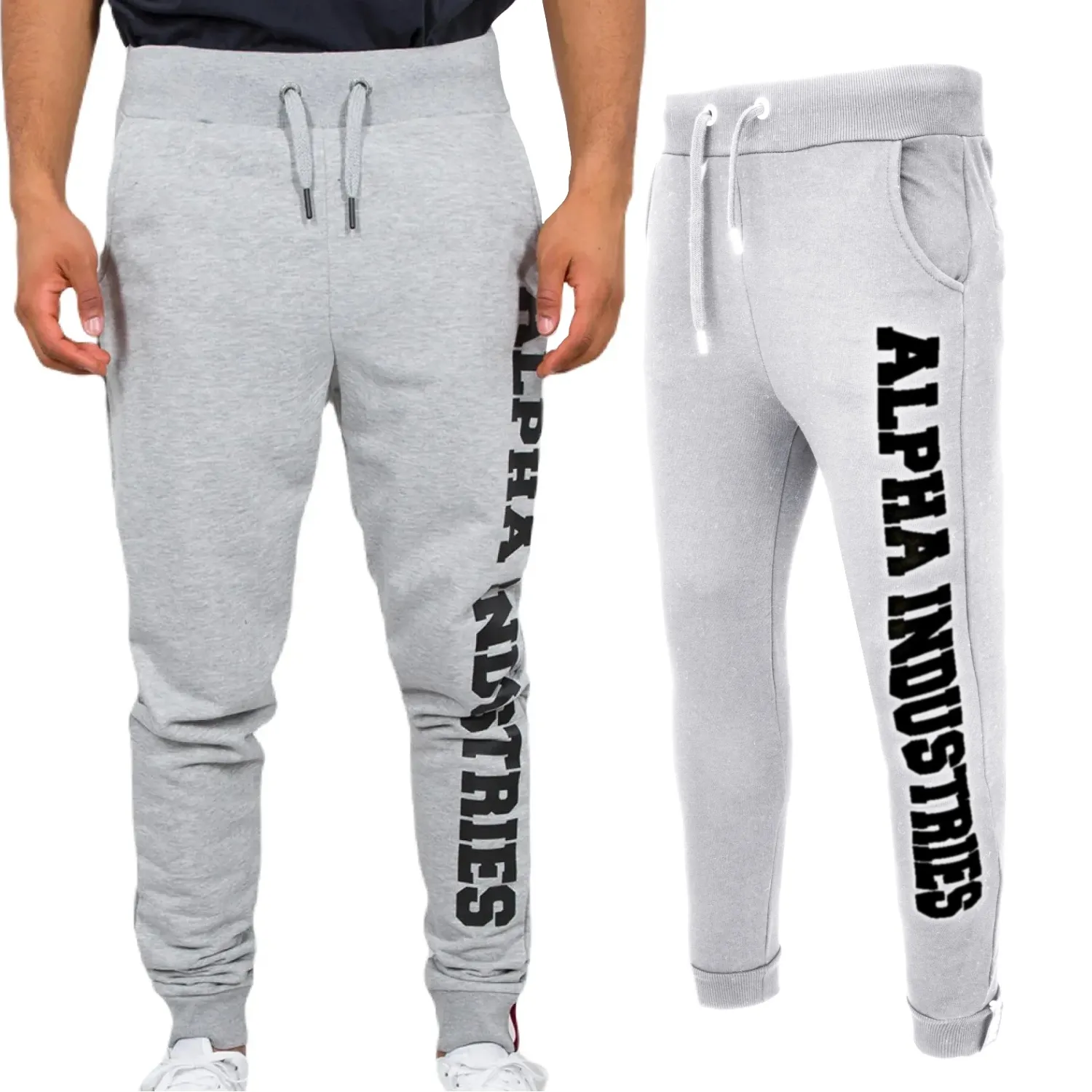 Spodnie Alpha Industries Big Letters Jogger 126343 17 - Szare XL