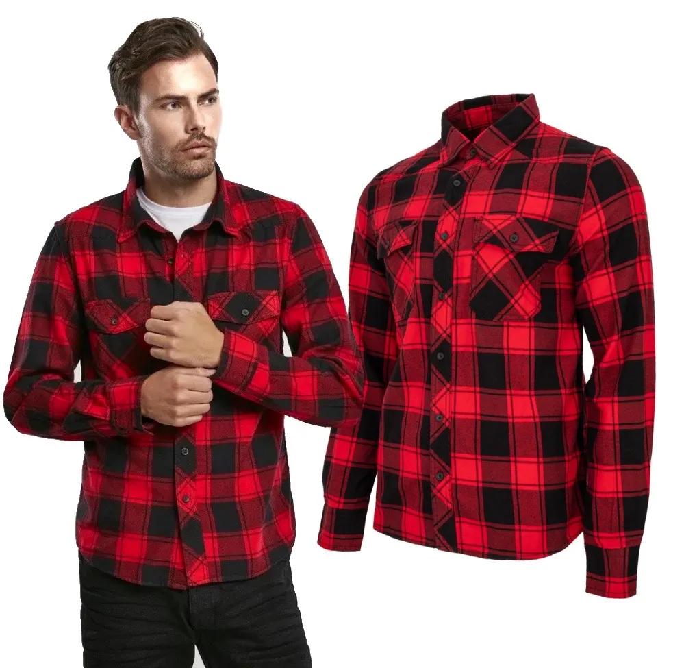 Koszula z długim rękawem BRANDIT Check Shirt Red-Black 3XL