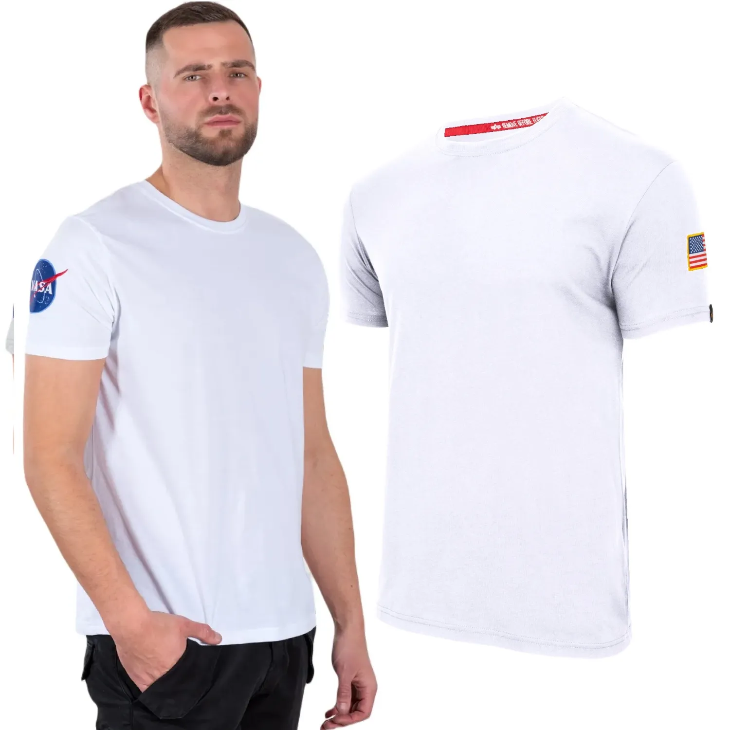Koszulka Alpha Industries Nasa T 176506 09 - Biała 3XL