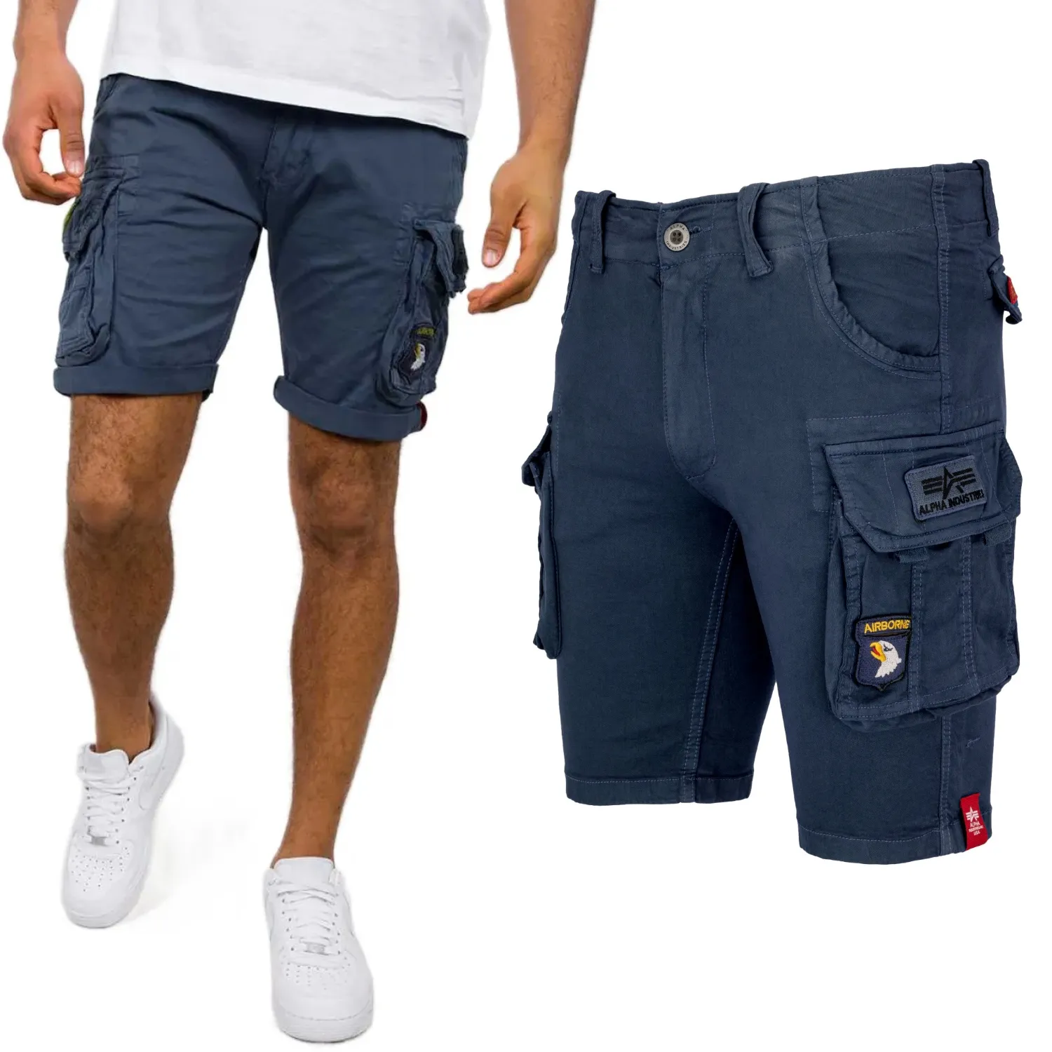 Spodenki Alpha Industries Crew Short Patch 186209 435 - Granatowe 29