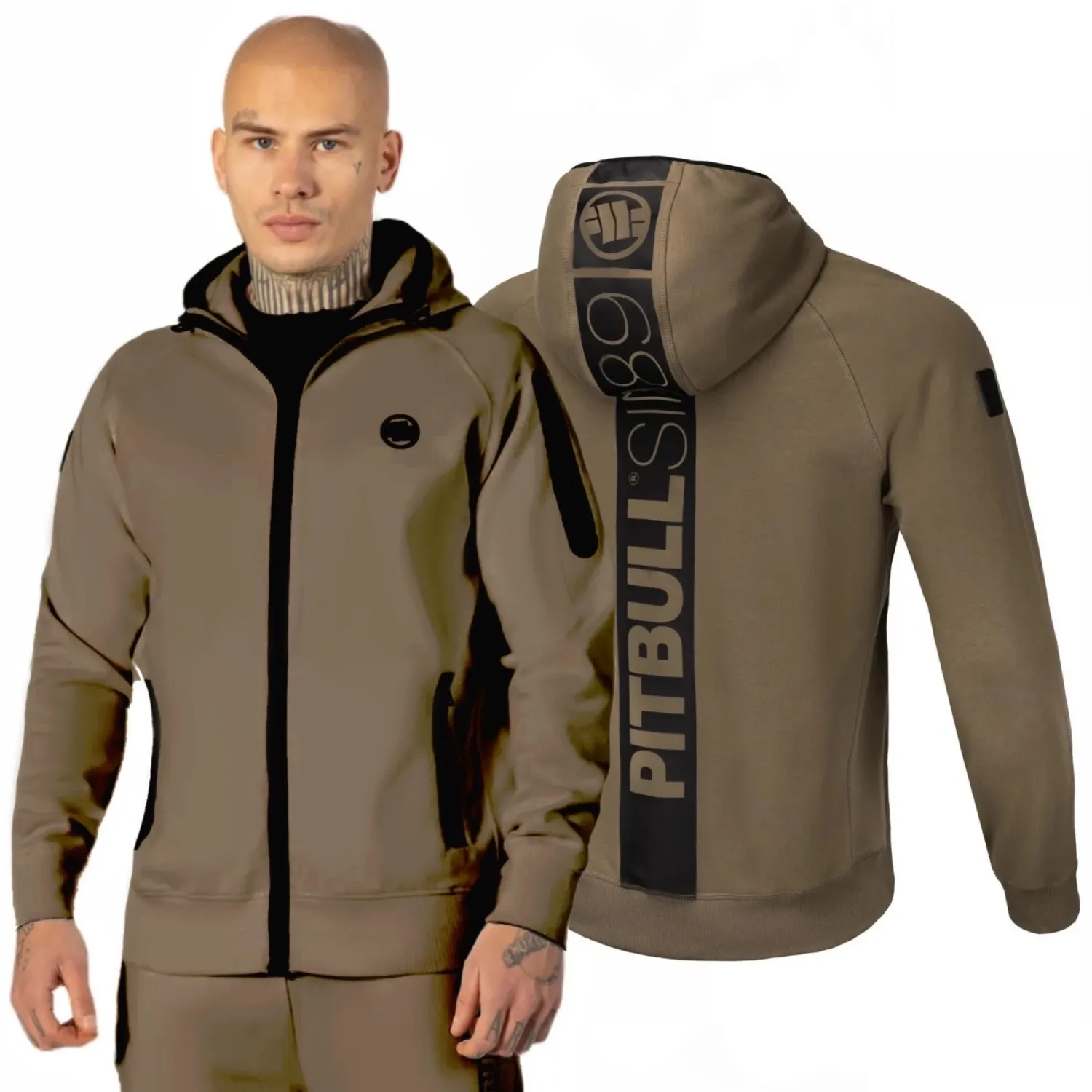 Bluza rozpinana z kapturem Pit Bull 300 Interlock Hermes '24 - Coyote Brown 3XL