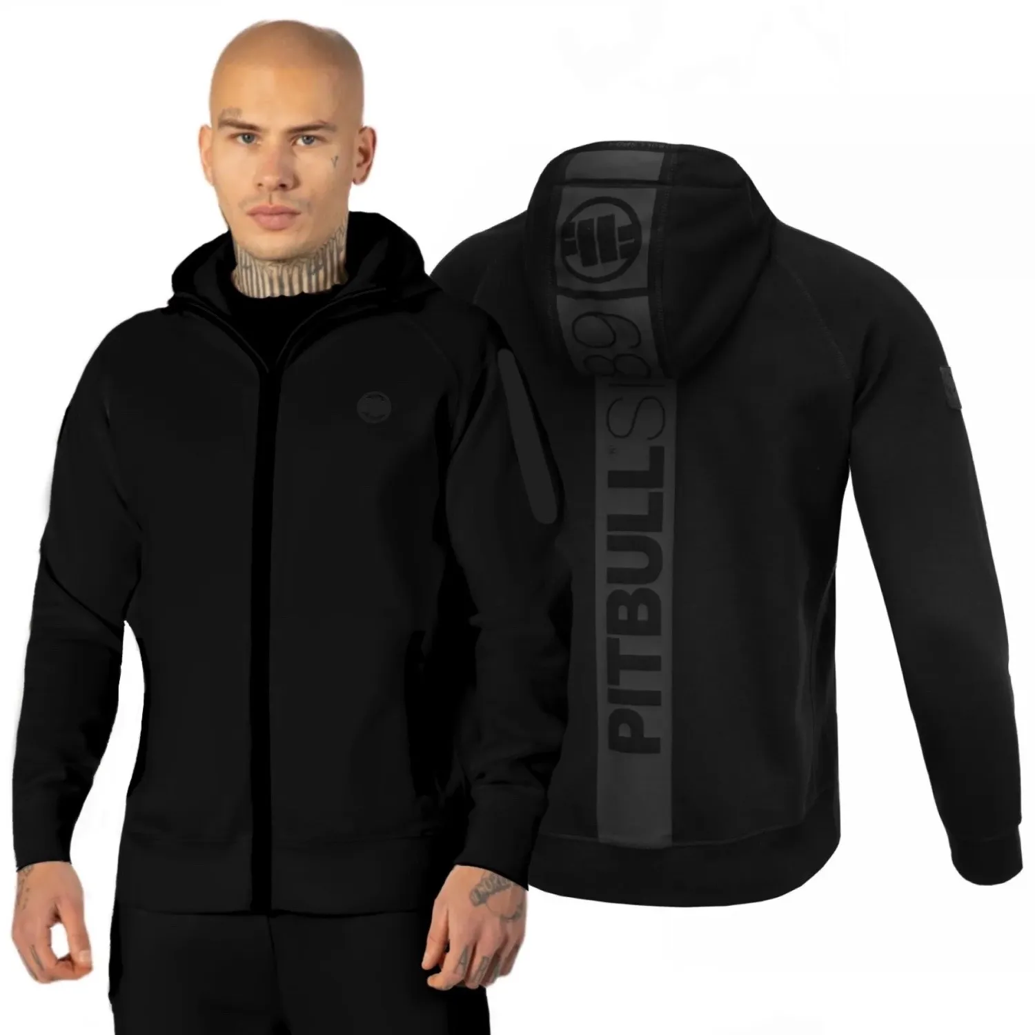 Bluza rozpinana z kapturem Pit Bull 300 Interlock Hermes '24 - Czarna L