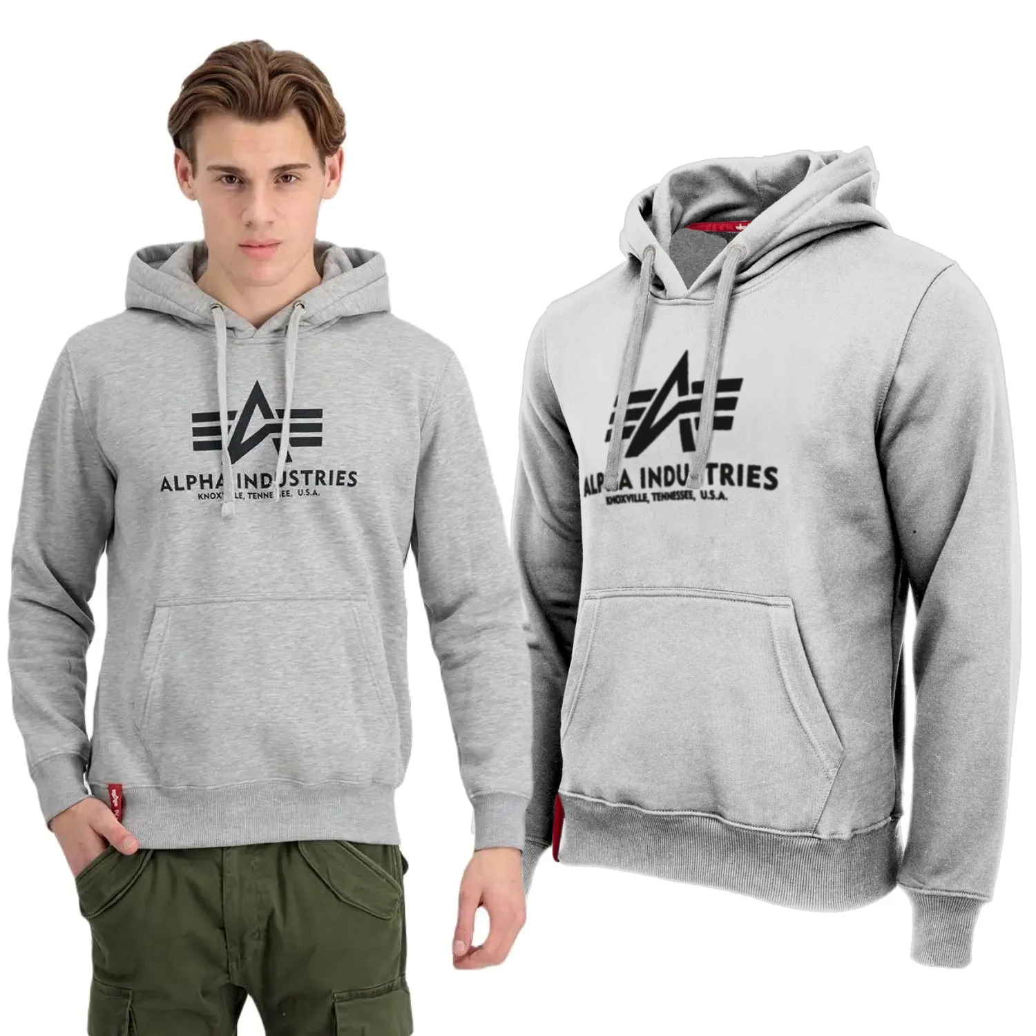 Bluza z kapturem Alpha Industries Basic 178312 17 - Szara 3XL