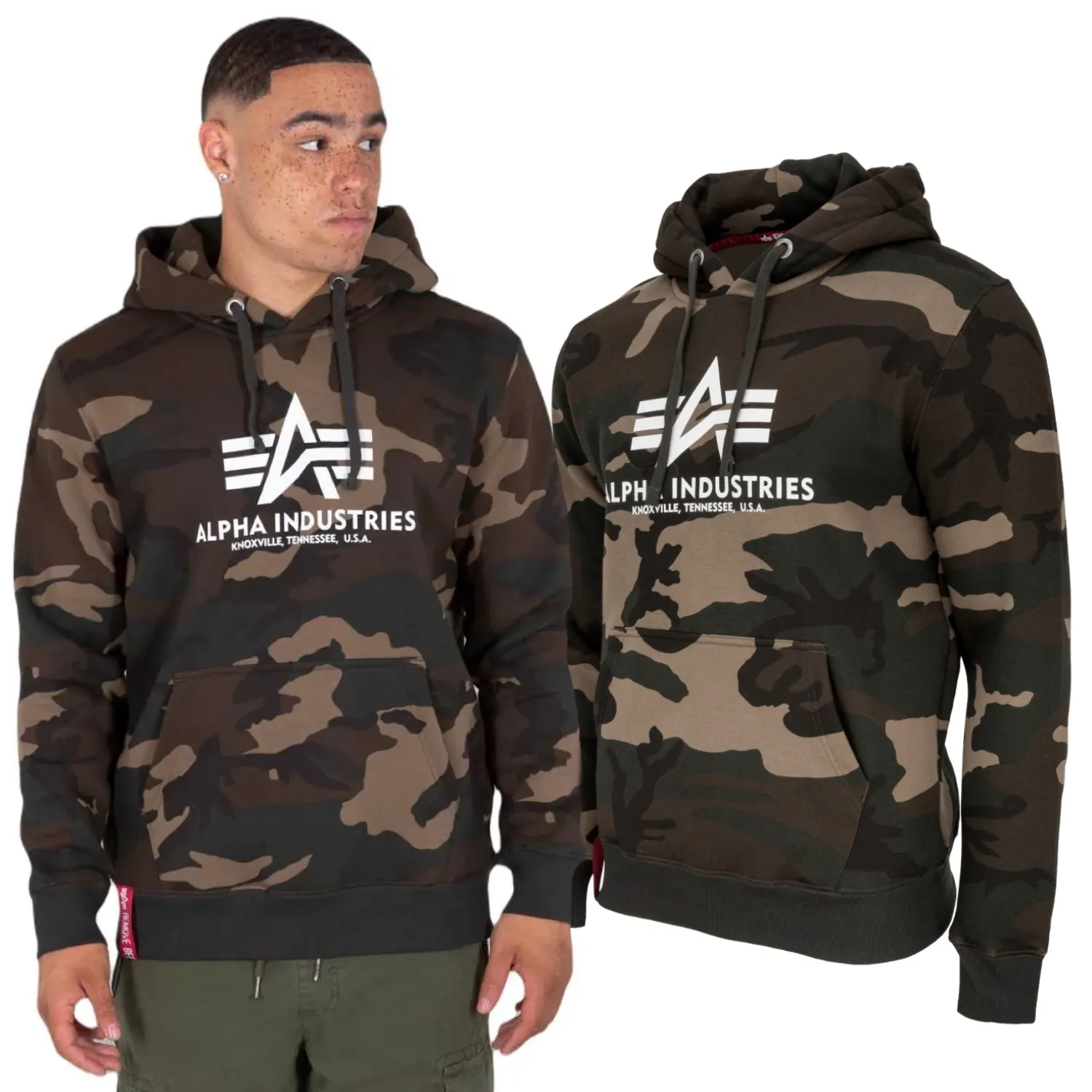 Bluza z kapturem Alpha Industries Basic 178312C 408 - Woodland Camo M