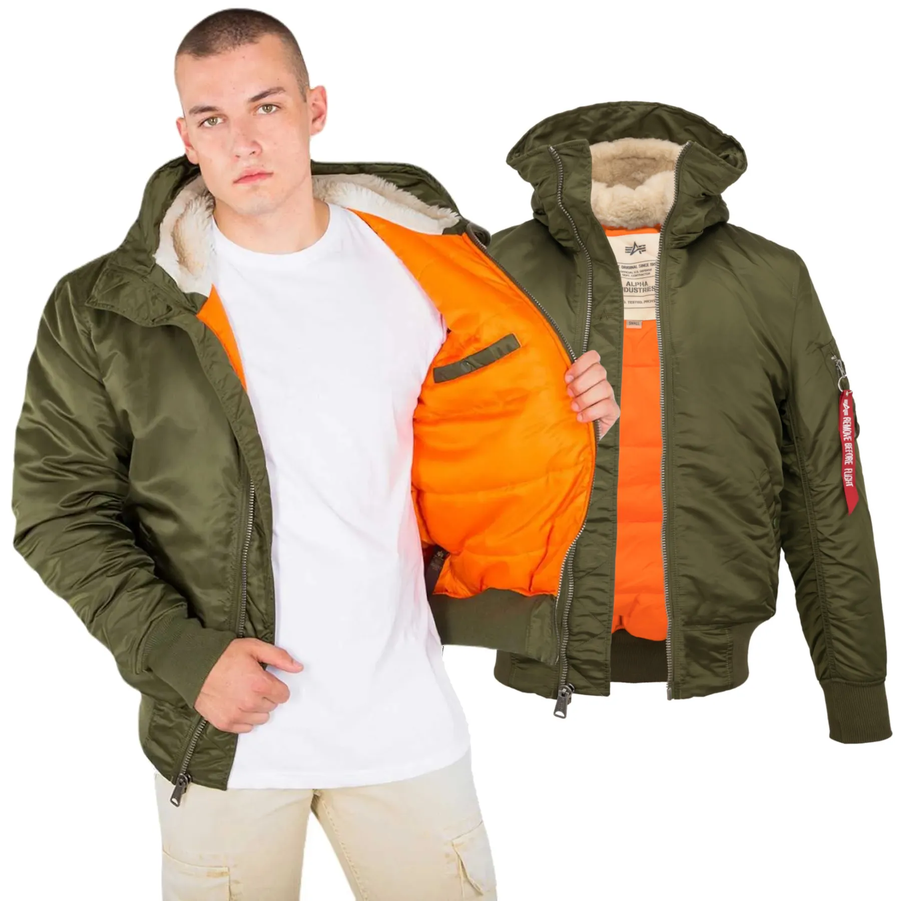 Kurtka z kapturem Alpha Industries MA-1 158104 257 - Ciemnozielona M