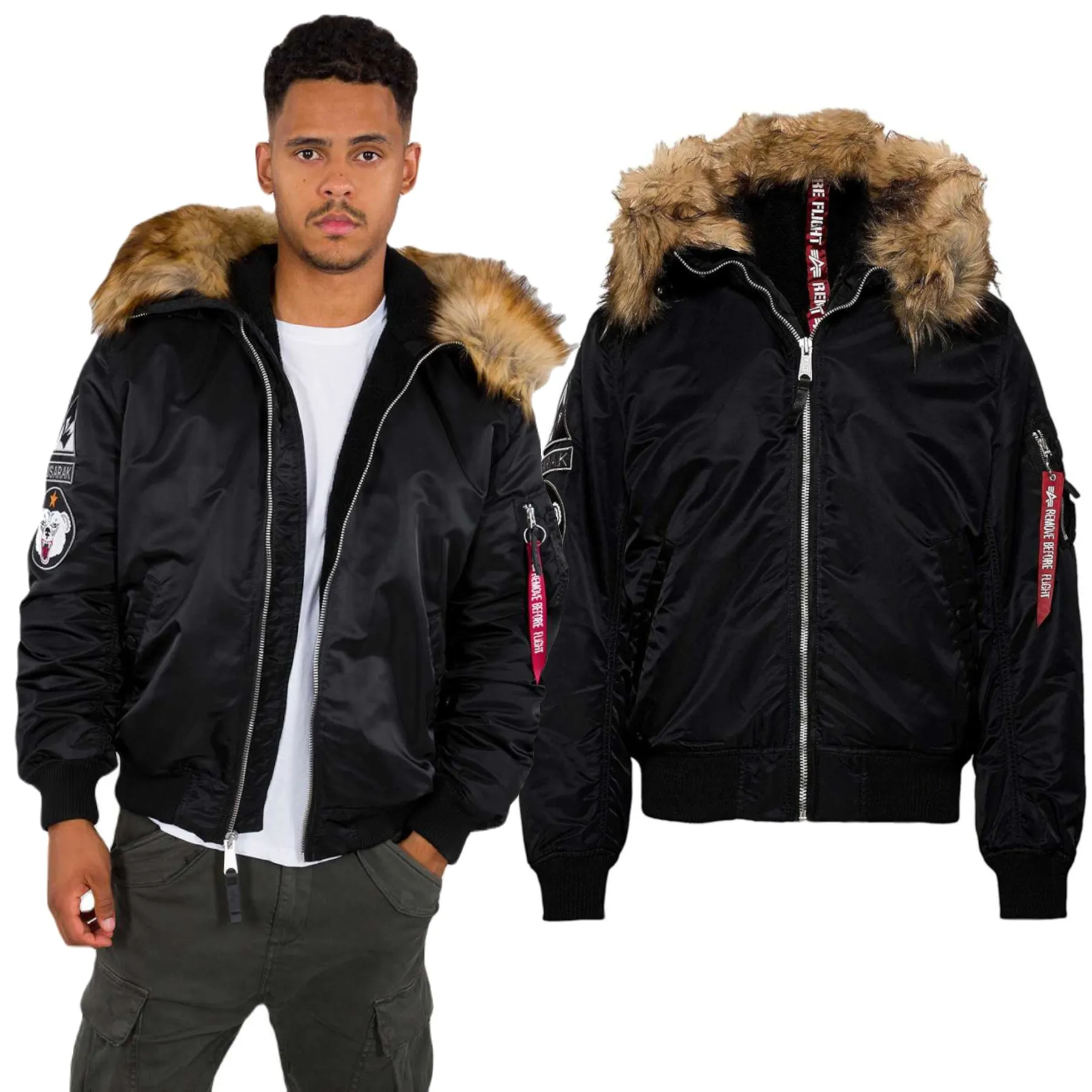 Kurtka z kapturem Alpha Industries MA-1 Arctic 128110 03 - Czarna 3XL