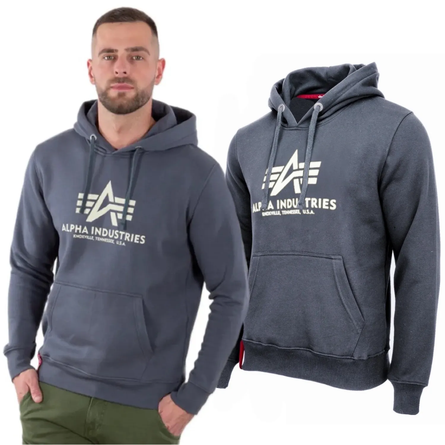 Bluza z kapturem Alpha Industries Basic 178312 136 - Grafitowa XL