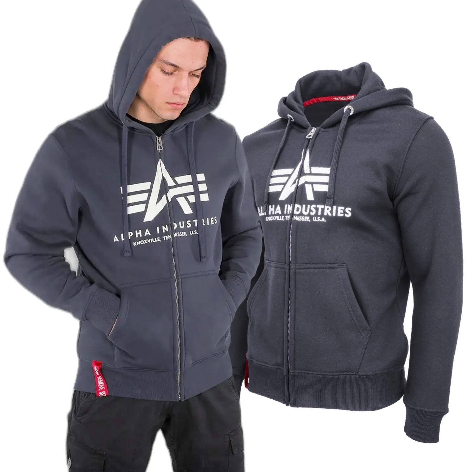 Bluza rozpinana z kapturem Alpha Industries Basic 178325 136 - Grafitowa S