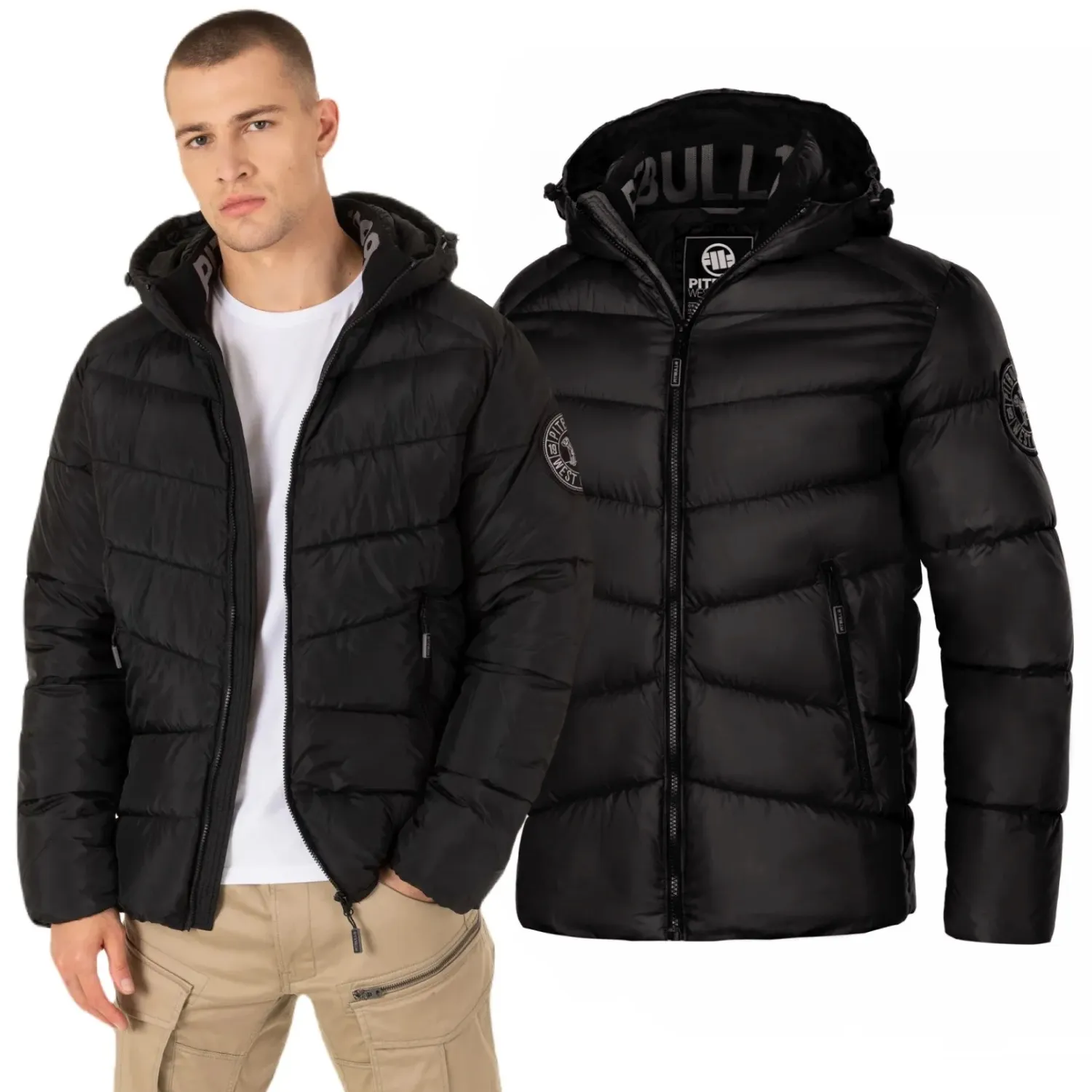 Kurtka zimowa z kapturem Pit Bull Mobley '24 - Czarna 3XL