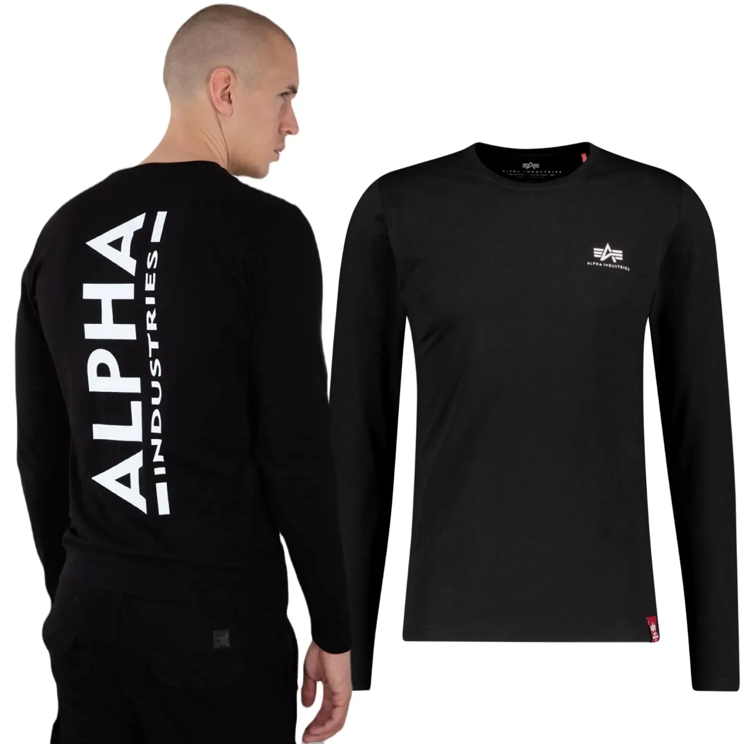 Koszulka Longsleeve Alpha Industries Back Print Heavy 116571 03 - Czarny XXL