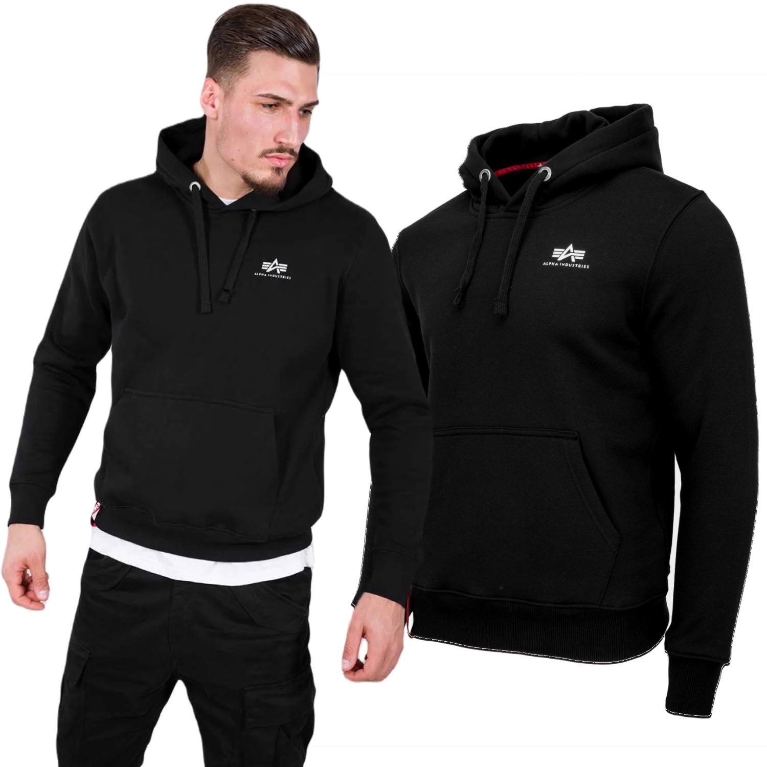 Bluza z kapturem Alpha Industries Small Logo Basic 196318 03 - Czarna S