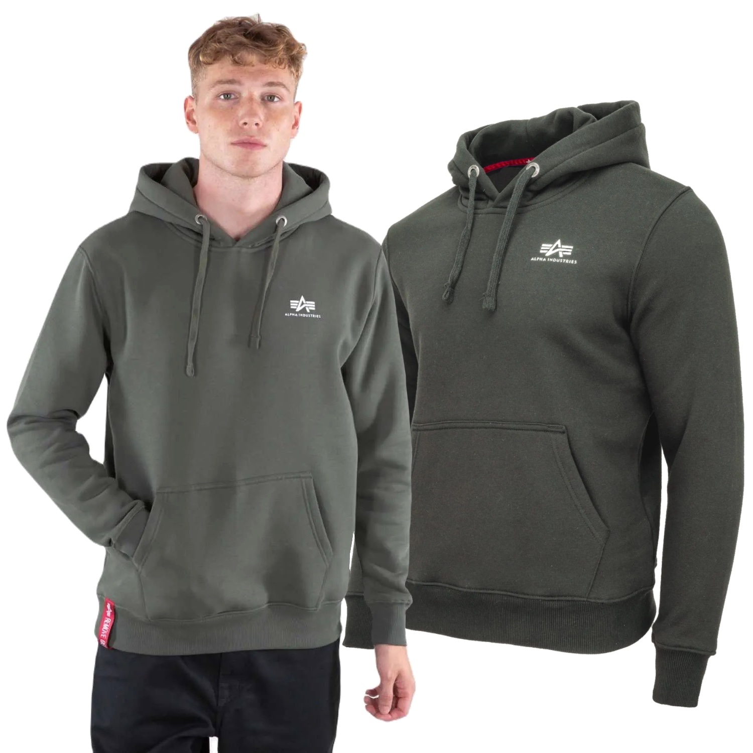 Bluza z kapturem Alpha Industries Small Logo Basic 196318 142 - Oliwkowa M