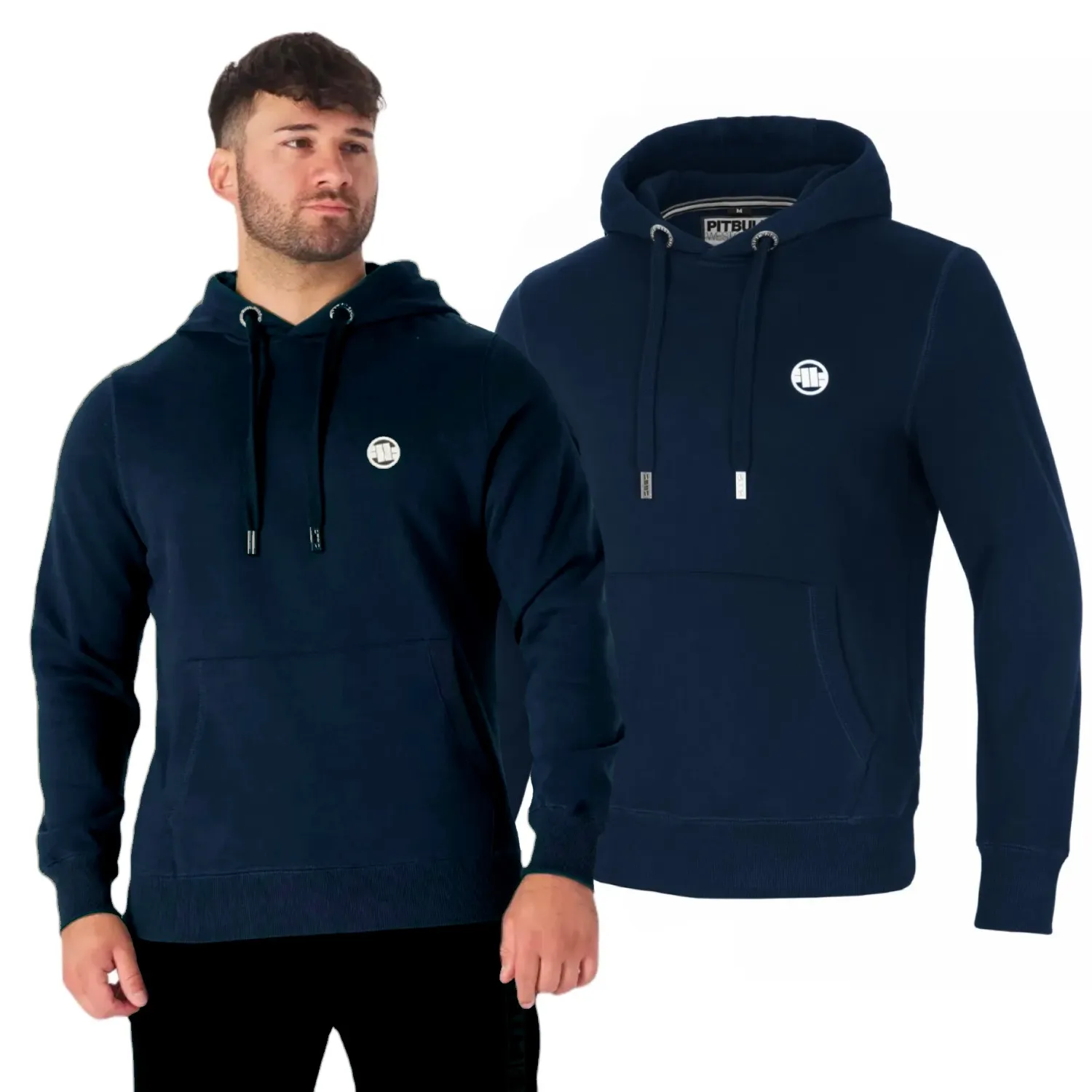 Bluza z kapturem Pit Bull New Brushed Fleece Group Small Logo '24 - Granatowa M