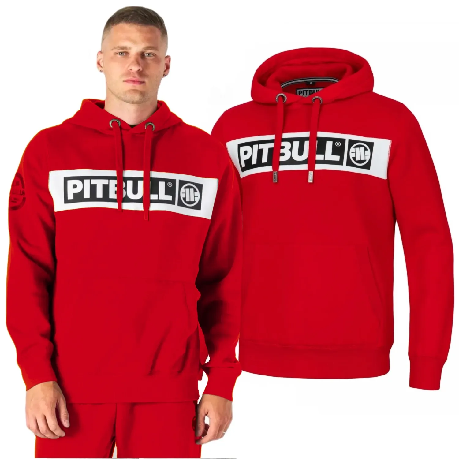 Bluza z kapturem Pit Bull New Brushed Fleece Group Sherwood '24 - Czerwona L