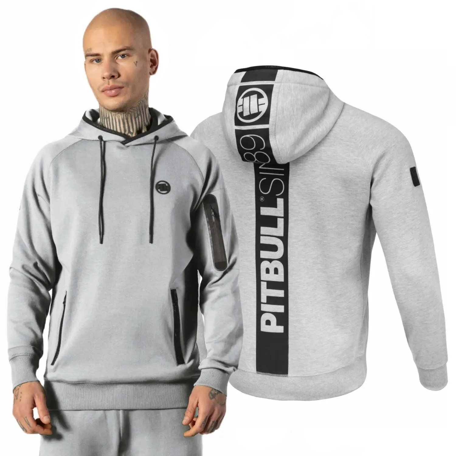 Bluza z kapturem Pit Bull 300 Interlock Stafford '24 - Szary Melanż XL