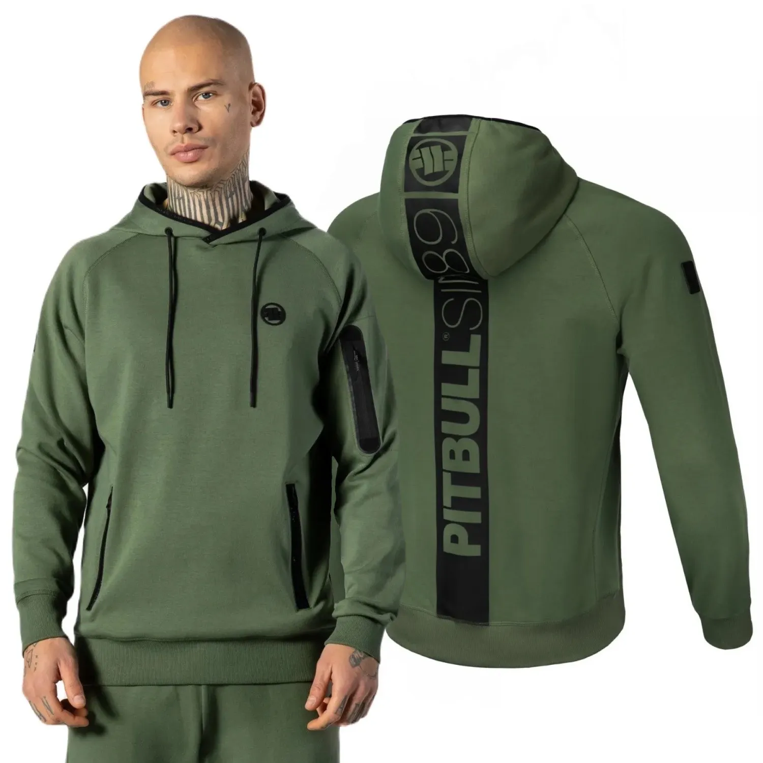 Bluza z kapturem Pit Bull 300 Interlock Stafford '24 - Oliwkowa M