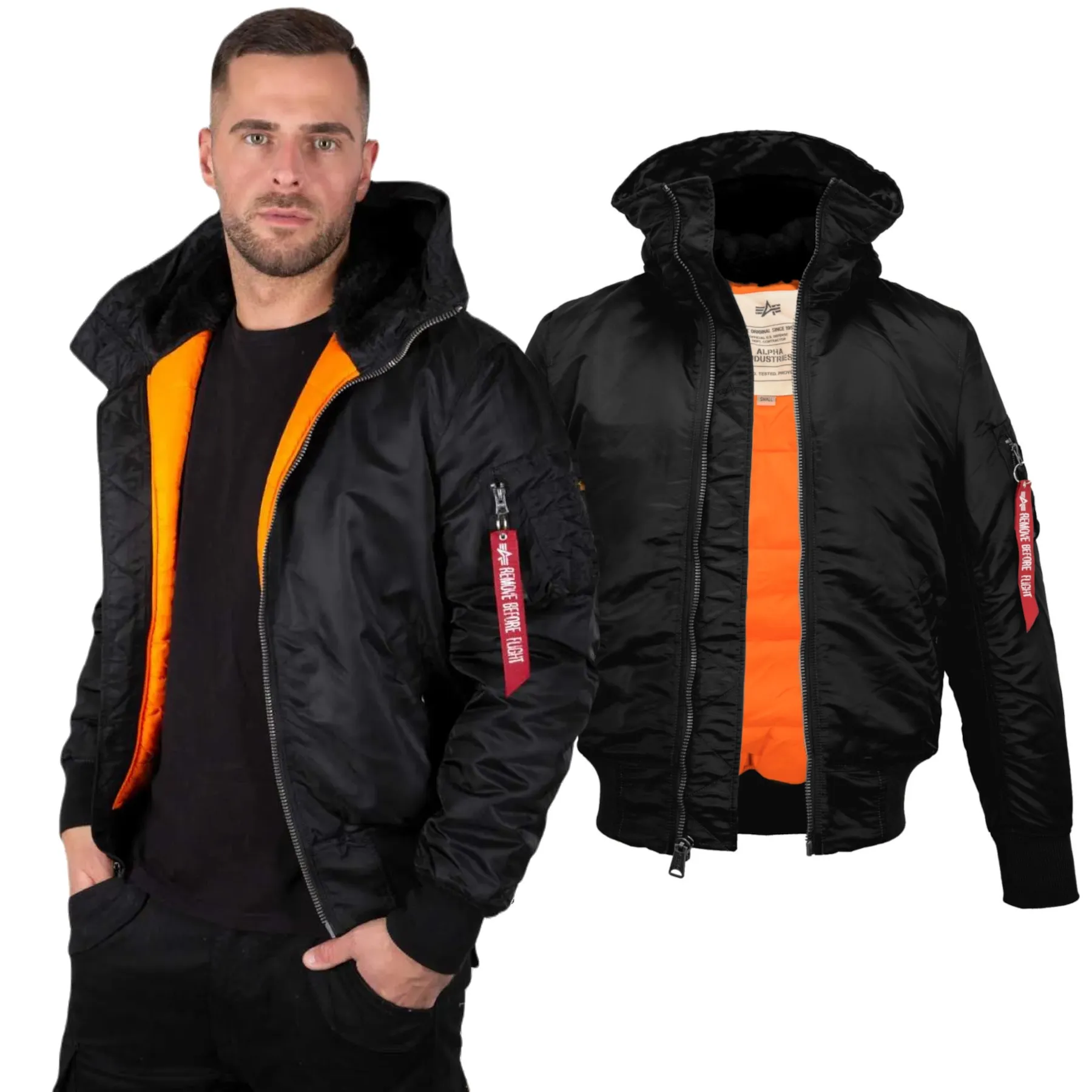 Kurtka z kapturem Alpha Industries MA-1 158104 03 - Czarna L