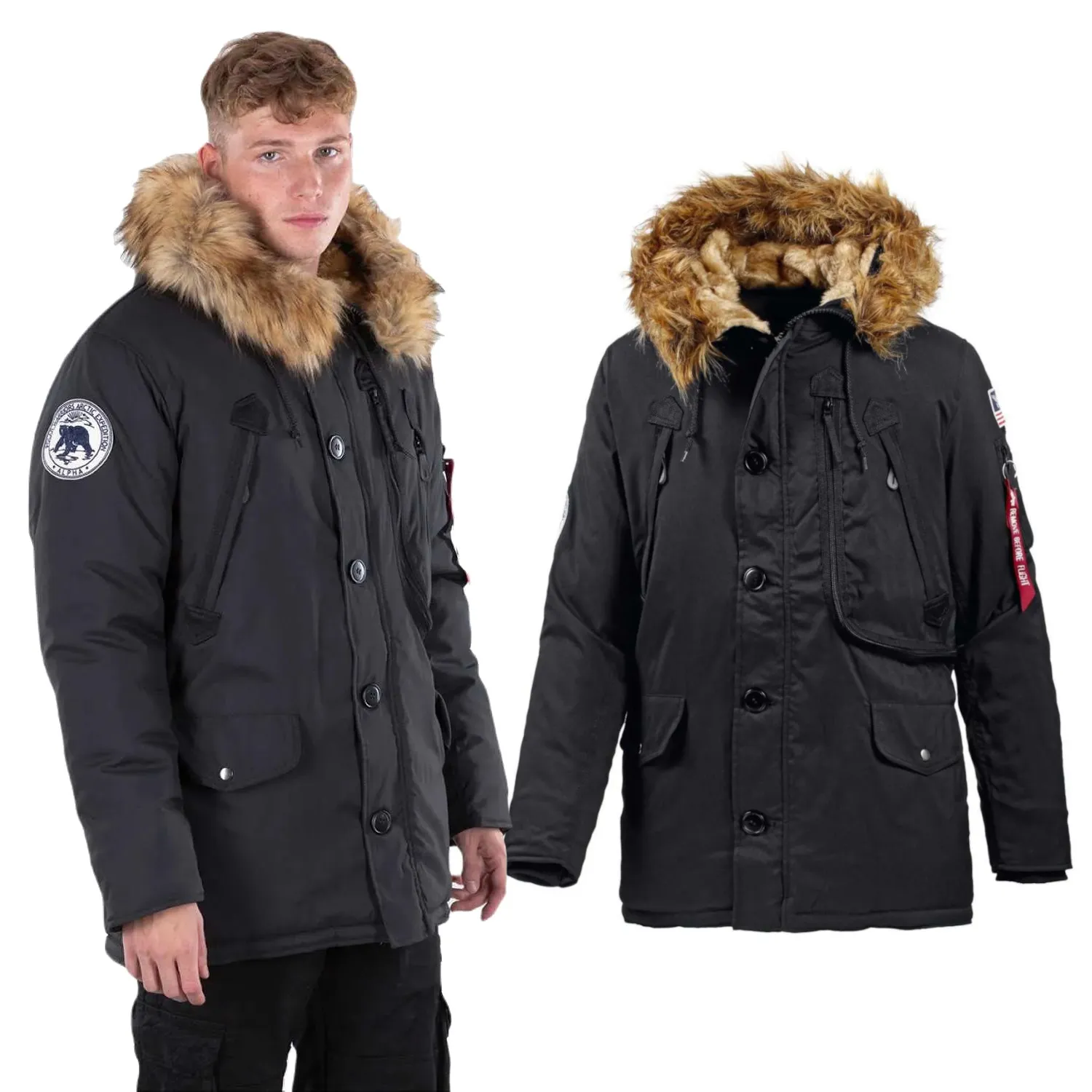 Kurtka z kapturem Alpha Industries Polar Jacket 123144 03 - Czarna S
