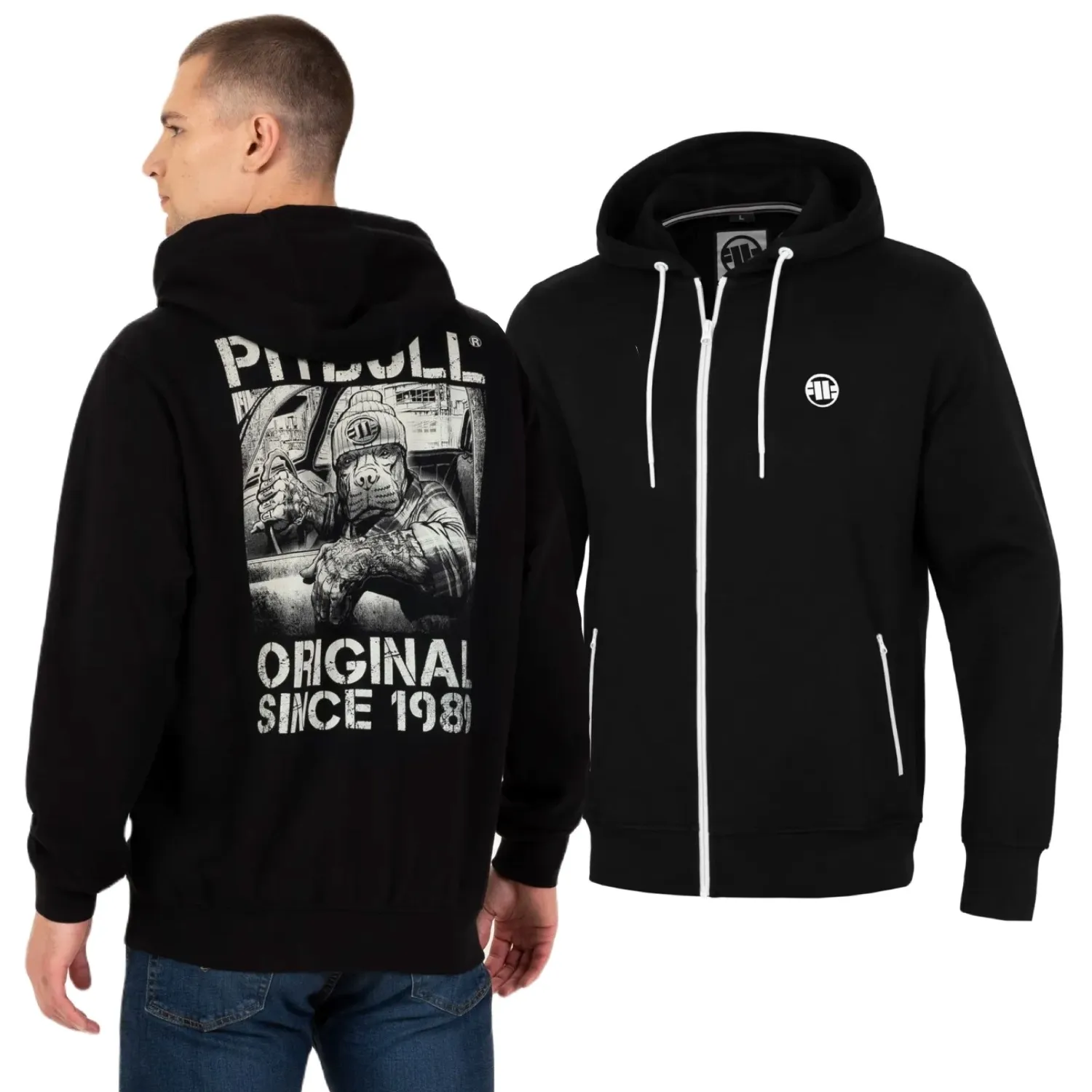 Bluza rozpinana z kapturem Pit Bull Cotton Terry Drive - Czarna S