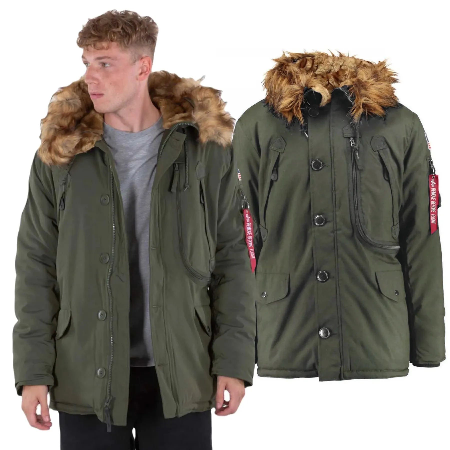 Kurtka z kapturem Alpha Industries Polar Jacket 123144 257 - Ciemnozielona XL