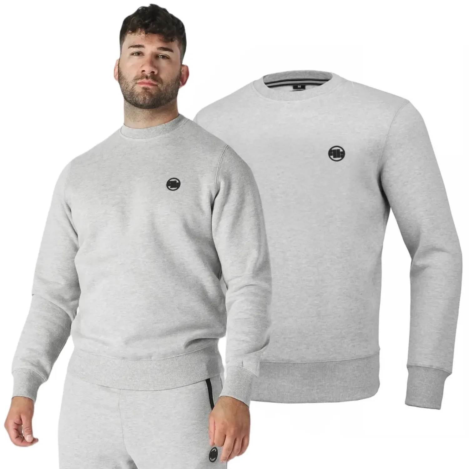 Bluza Pit Bull New Brushed Fleece Group Small Logo '24 - Szary Melanż 3XL