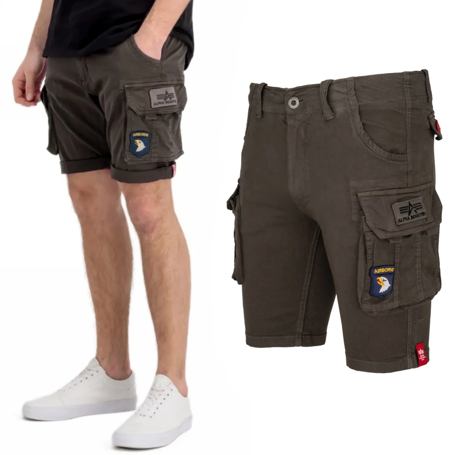Spodenki Alpha Industries Crew Short Patch 186209 136 - Ciemnoszare 34