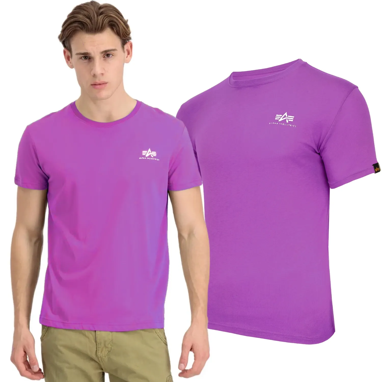 Koszulka Alpha Industries Backprint 128507 677 - Fioletowa 3XL