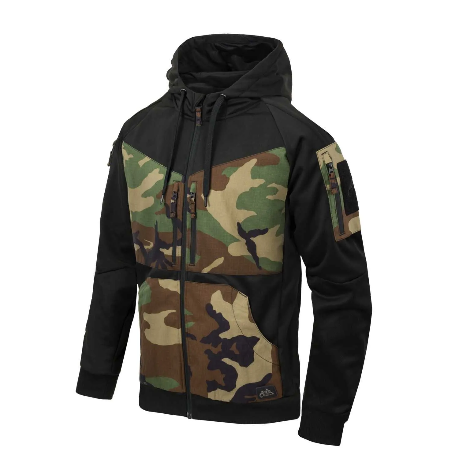 Bluza z Kapturem Helikon-Tex ROGUE Hoodie (FullZip) Czarna/US Woodland