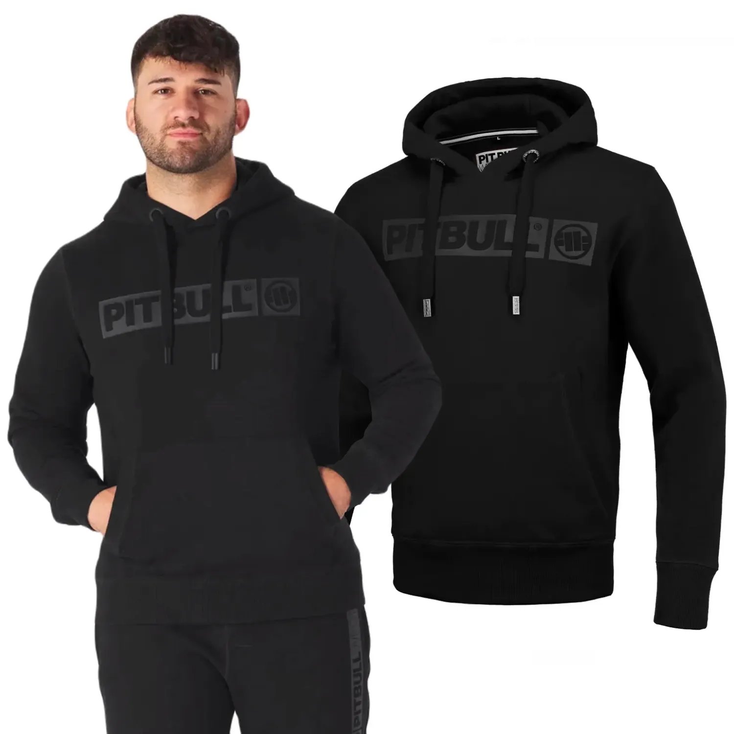 Bluza z kapturem Pit Bull New Brushed Fleece Group Hilltop '24 - Czarna XL