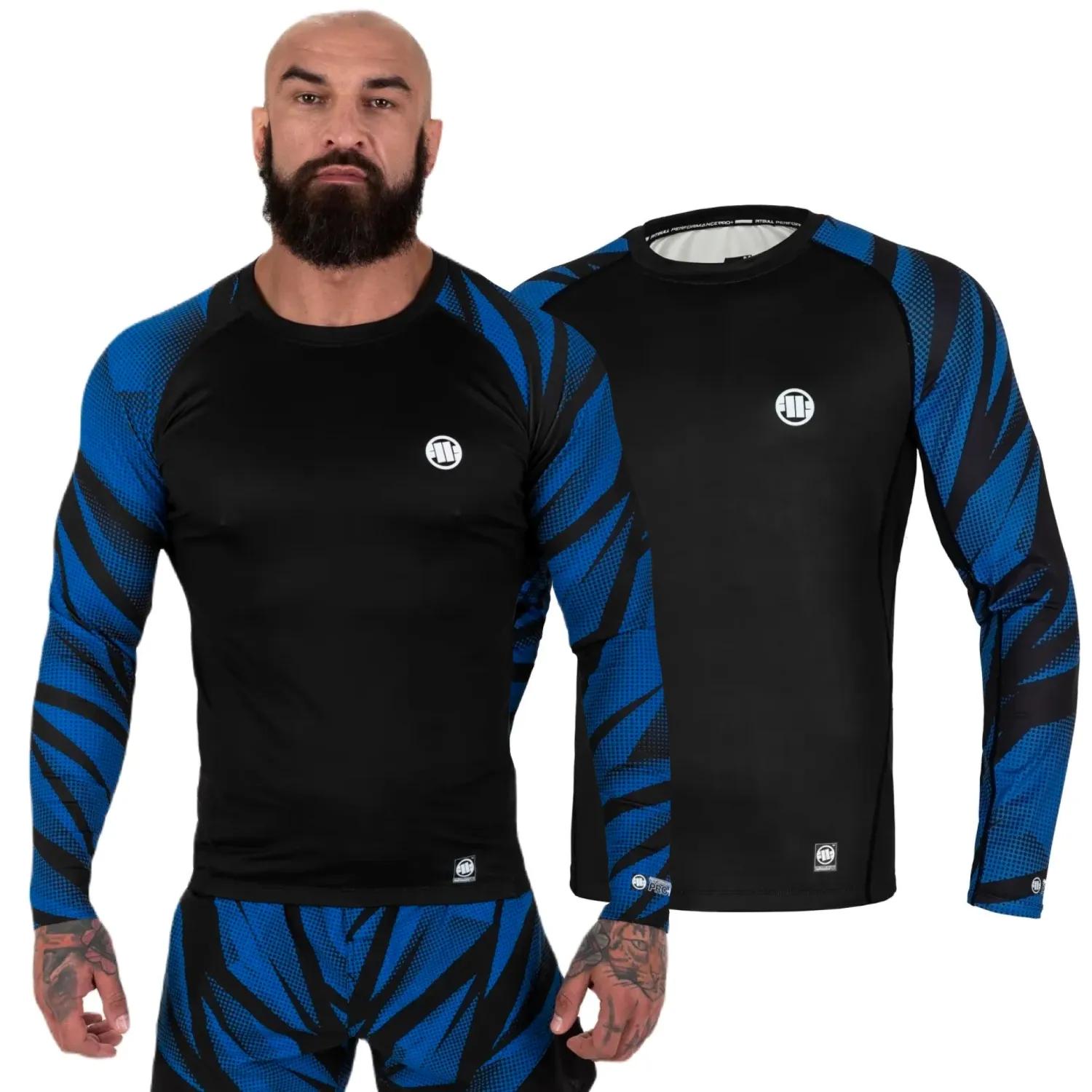 Longsleeve Mesh Rashguard Pit Bull Performance Pro plus Belt New Logo - Niebieski