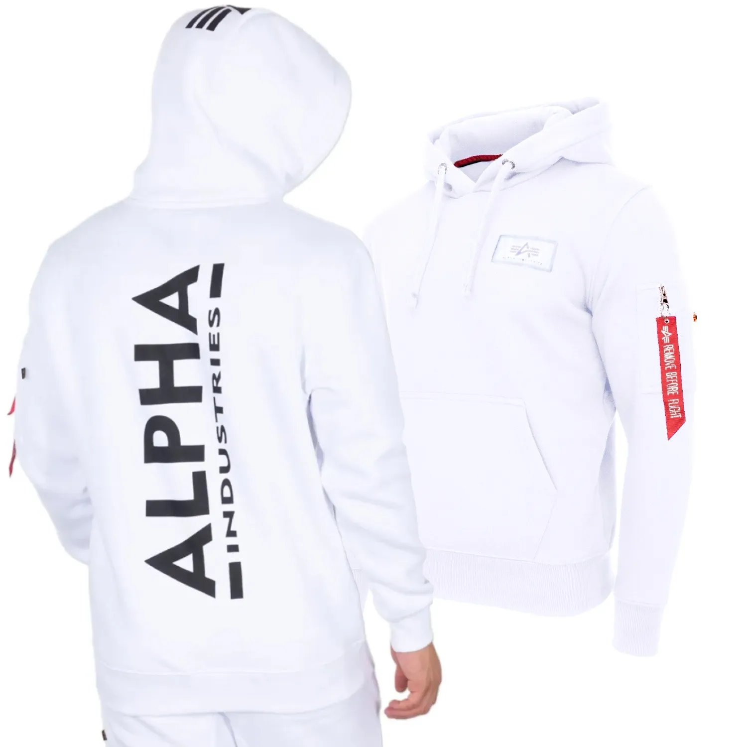 Bluza z kapturem Alpha Industries Back Print 178318 09 - Biała M