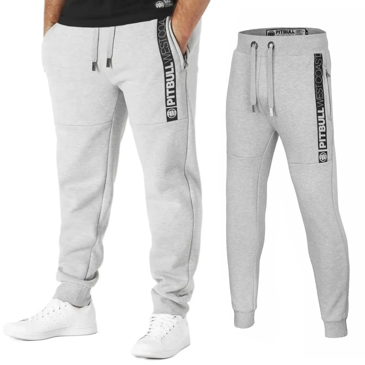 Spodnie dresowe Pit Bull New Brushed Fleece Group New Hilltop - Ciemnoszary Melanż 3XL