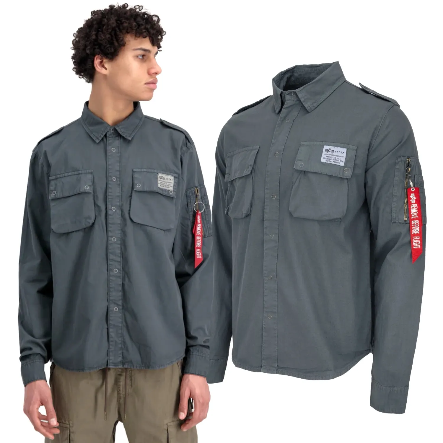 Koszula Alpha Industries Urban Military Shirt 138420 684 - Vintage Grey M