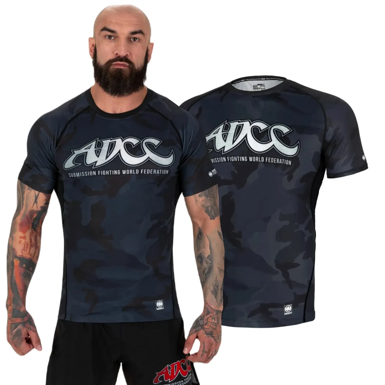 Koszulka Rashguard Pit Bull Performance Pro plus ADCC Camo - All Black Camo