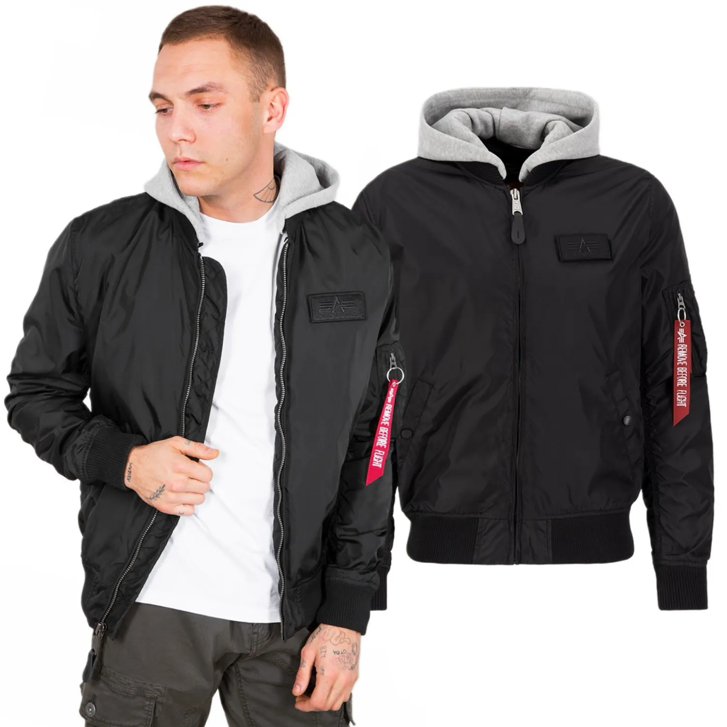 Kurtka Alpha Industries MA-1 TT Hood 196108 03 - Czarna 3XL