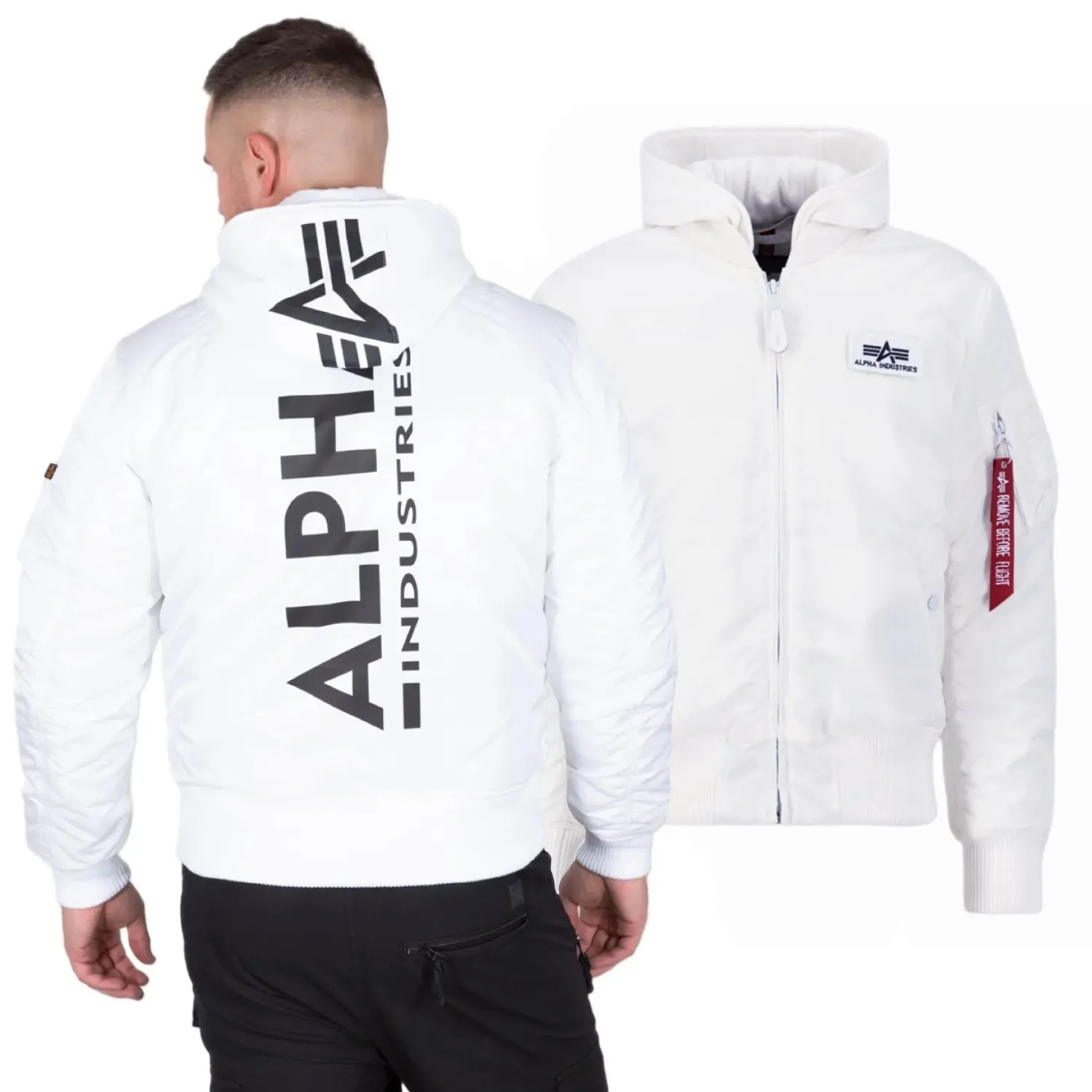 Kurtka Alpha Industries MA-1 ZH Back Print 128113 92 - Biała 3XL